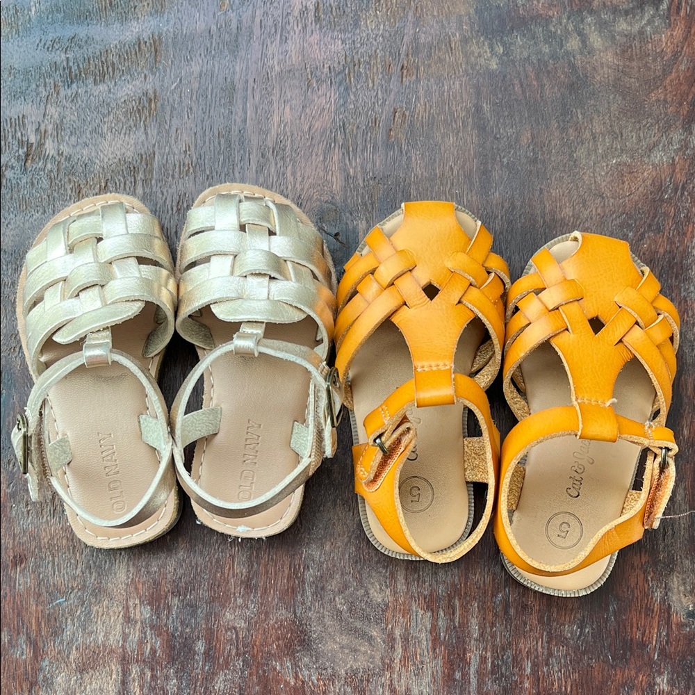 Toddler Sandals Set - Gold and Orange